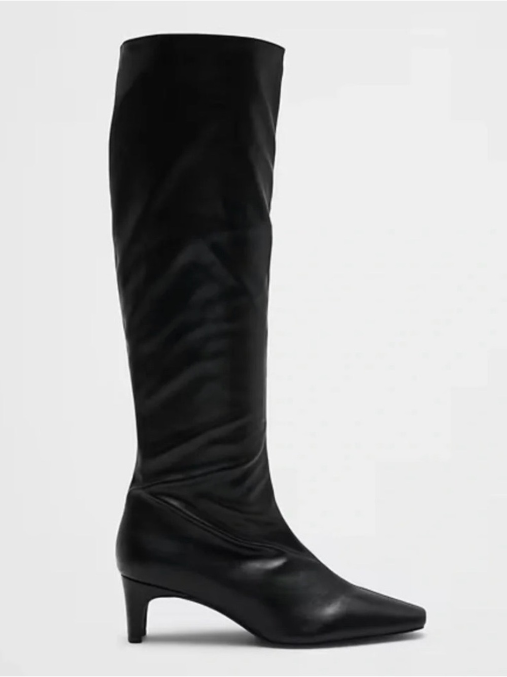 Banana Republic Black Knee-High Pointed-Toe Kitten Heel Boots
